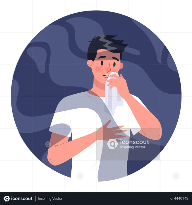 Man with smoke allergy  Illustration
