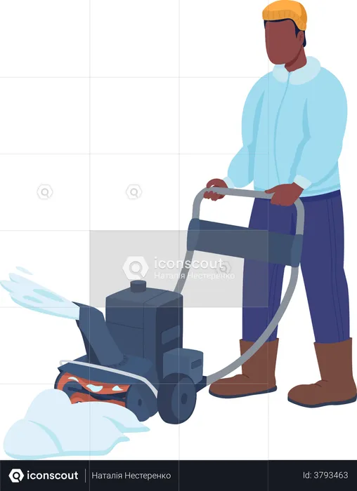 Man with snowplow  Illustration