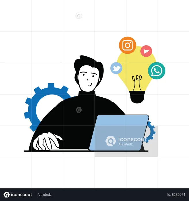 Man with social media marketing idea  Illustration
