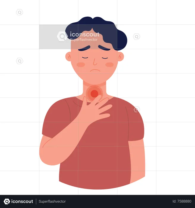 Man with sore throat  Illustration