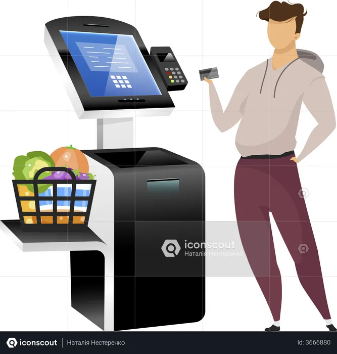 Man with store terminal  Illustration