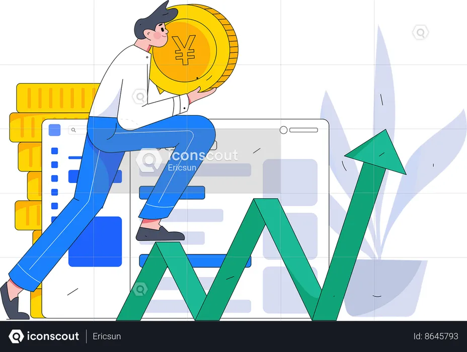 Man with successful investment  Illustration