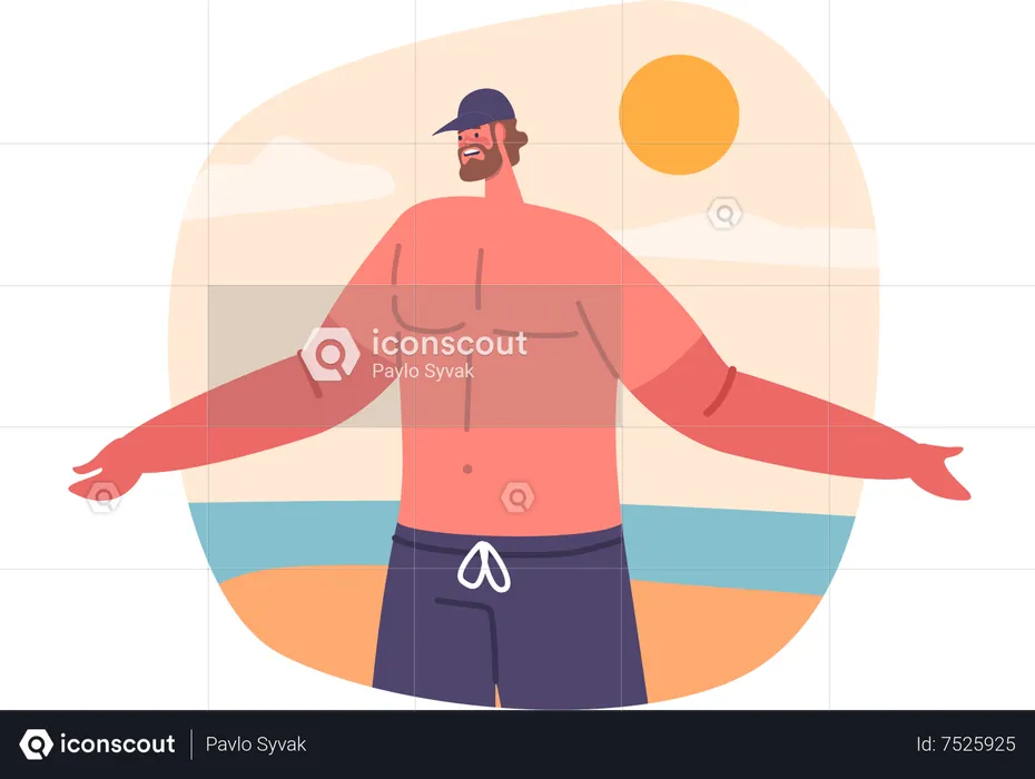 Man With Sunburned Hands Illustration Free Download People