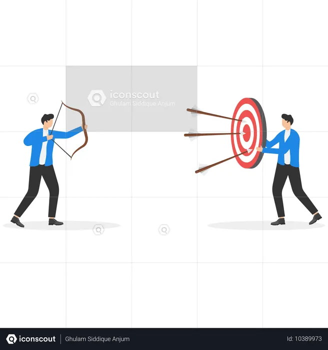 Man with target and arrows in it on back  Illustration