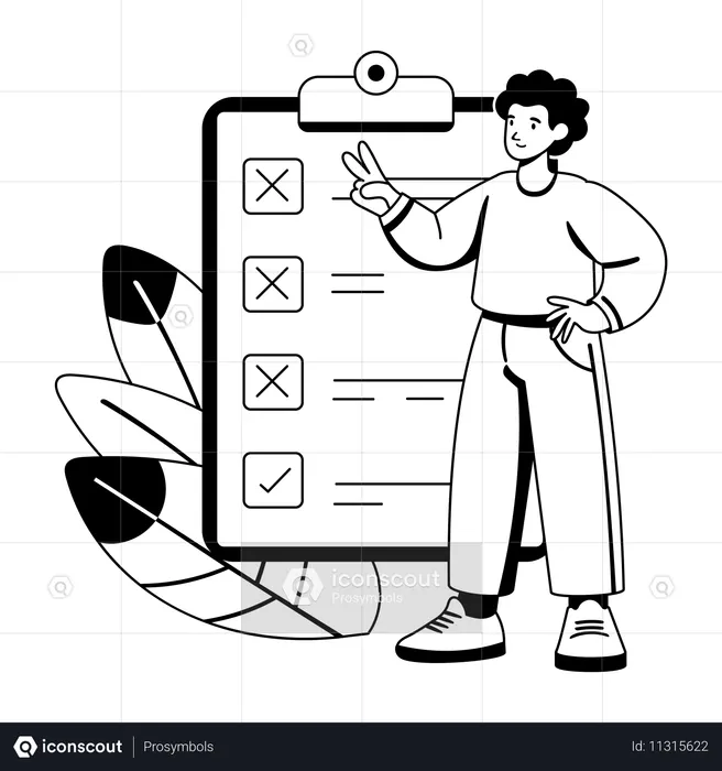 Man with Task Failure list  Illustration