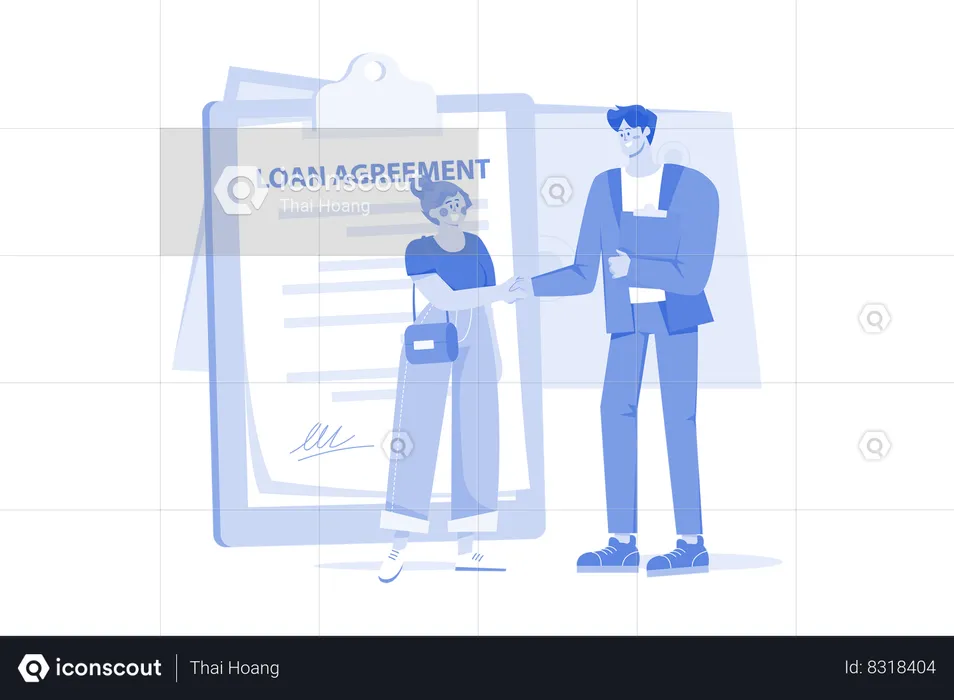 Man With The Loan Agreement  Illustration