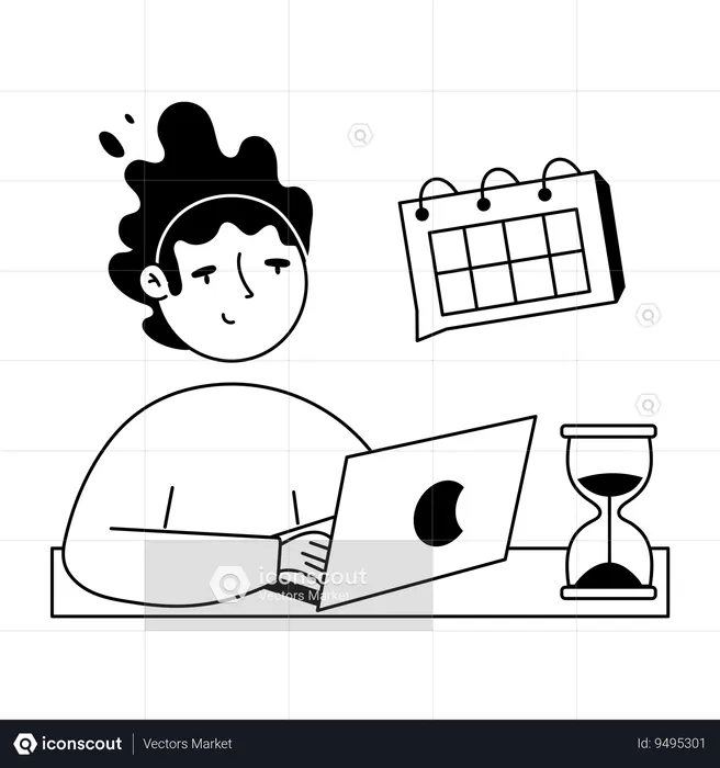 Man with Time Management  Illustration