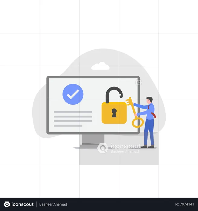 Man with Unlock privacy  Illustration