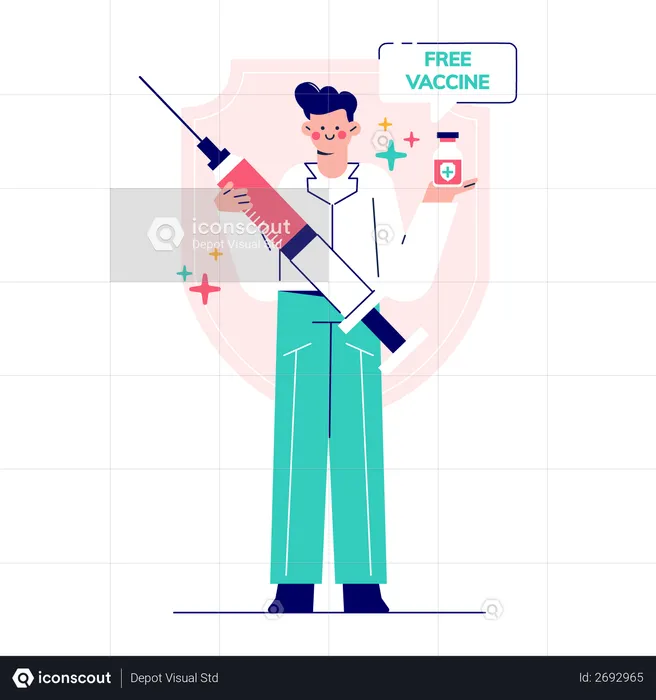 Man with vaccine  Illustration