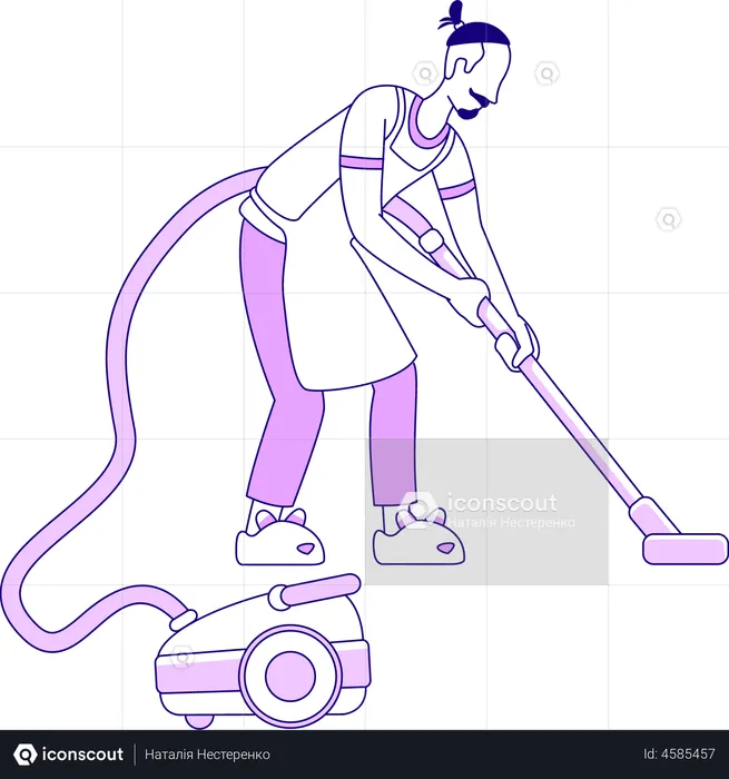 Man with vacuum cleaner  Illustration