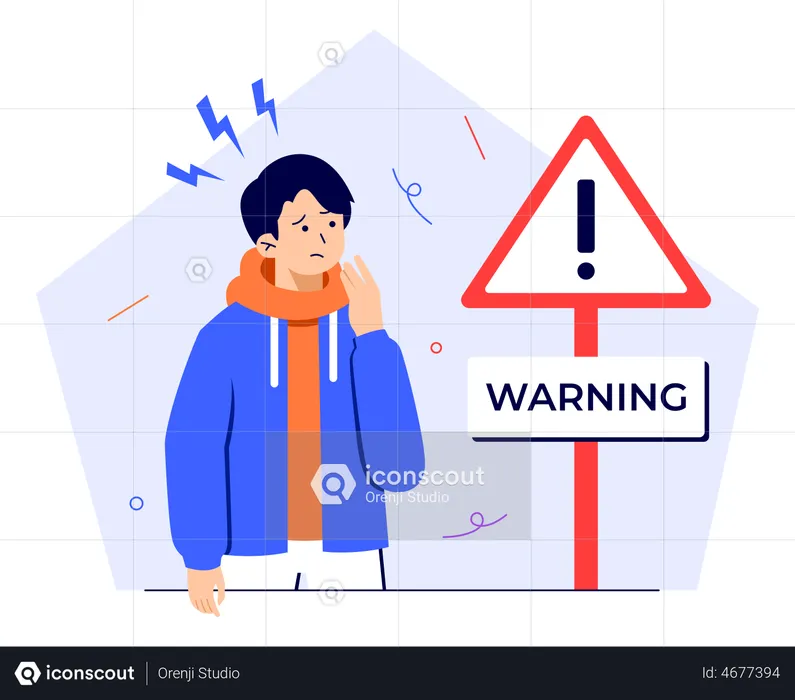 Man with Warning Board  Illustration