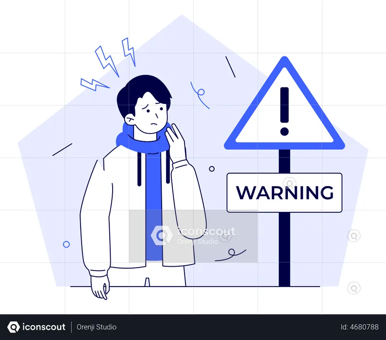 Man With Warning Board  Illustration