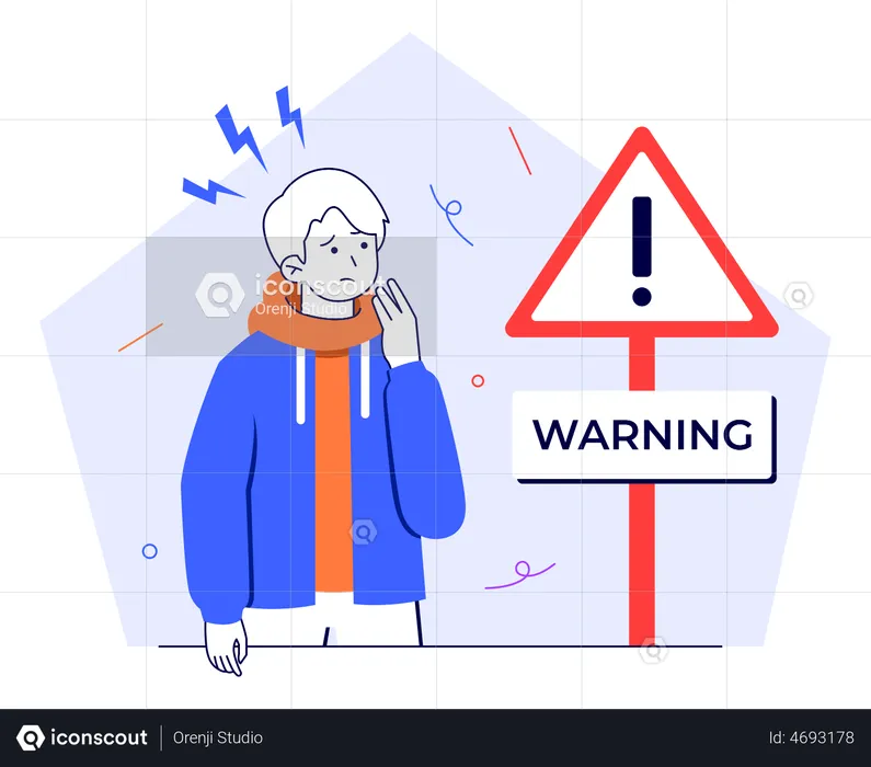 Man with Warning Board  Illustration