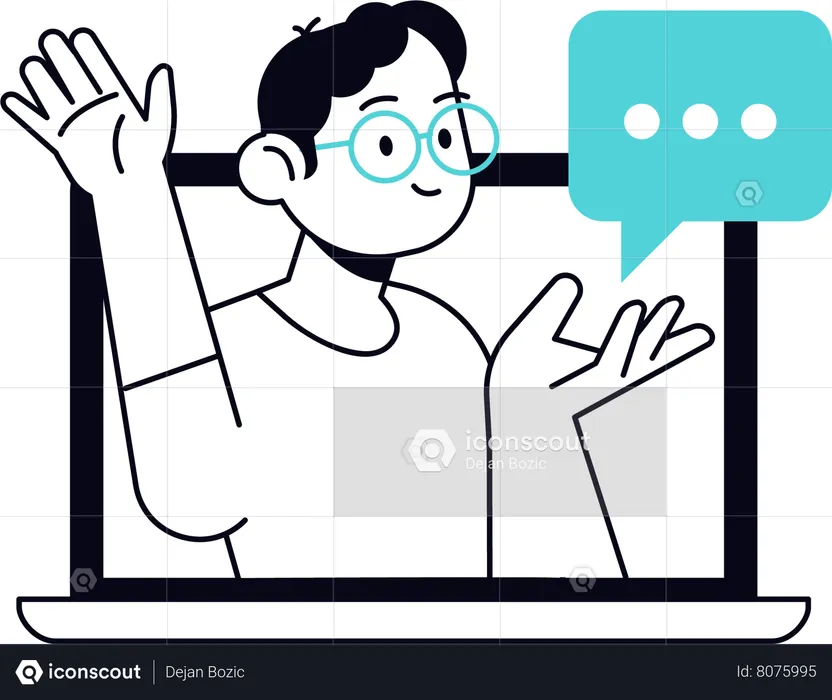 Man with Webinar and video tutorial  Illustration