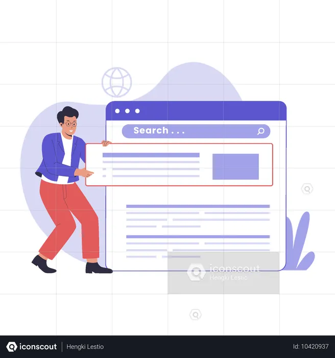 Man with Website featured snippets  Illustration