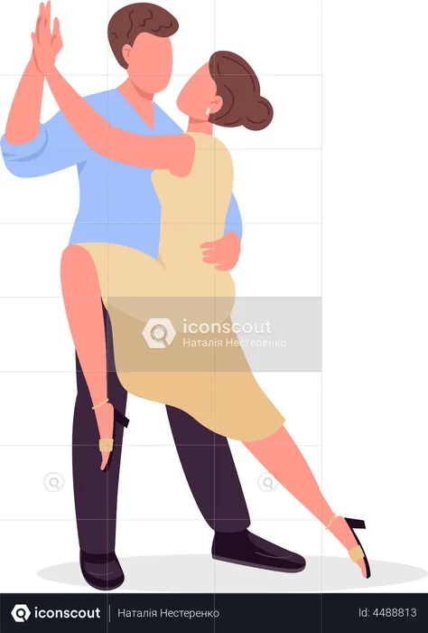 Man with woman practicing latin dance  Illustration