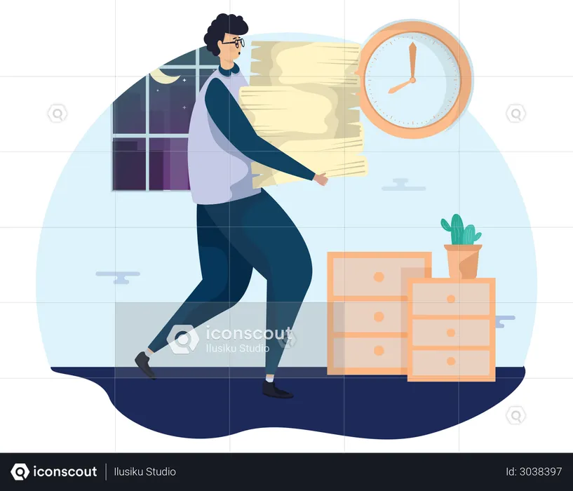 Man with workload  Illustration