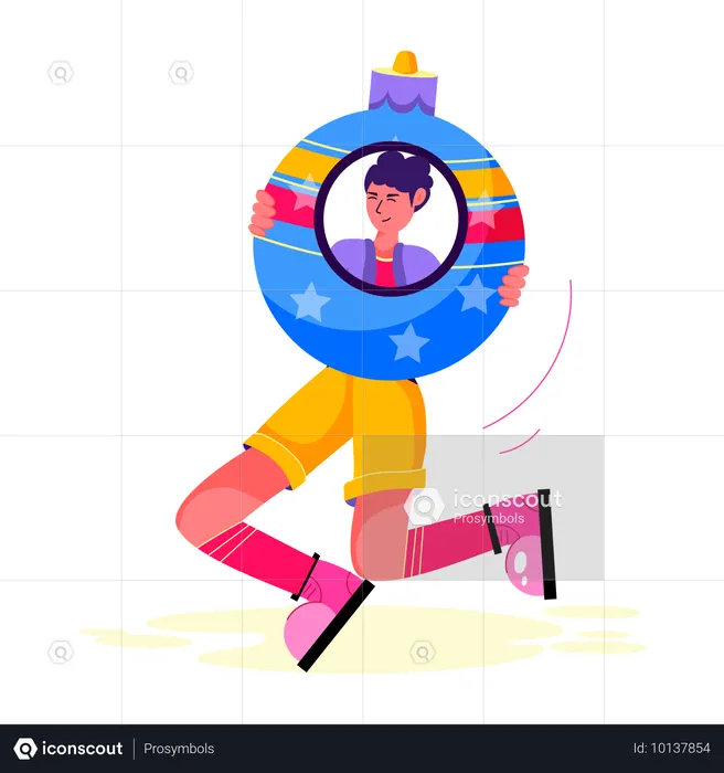 Man with Xmas Bauble  Illustration