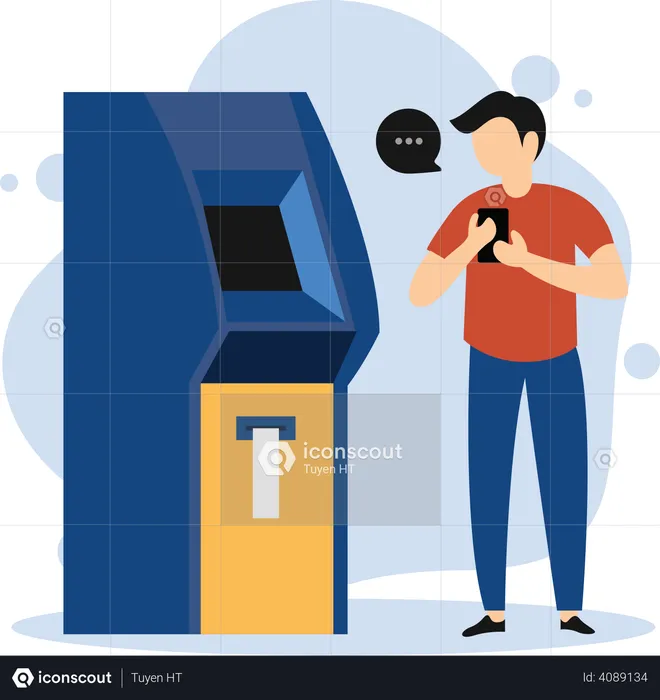 Man withdraw money from ATM machine  Illustration