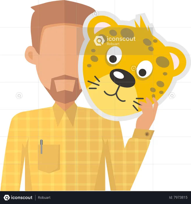 Man Without Face with Tiger Mask  Illustration