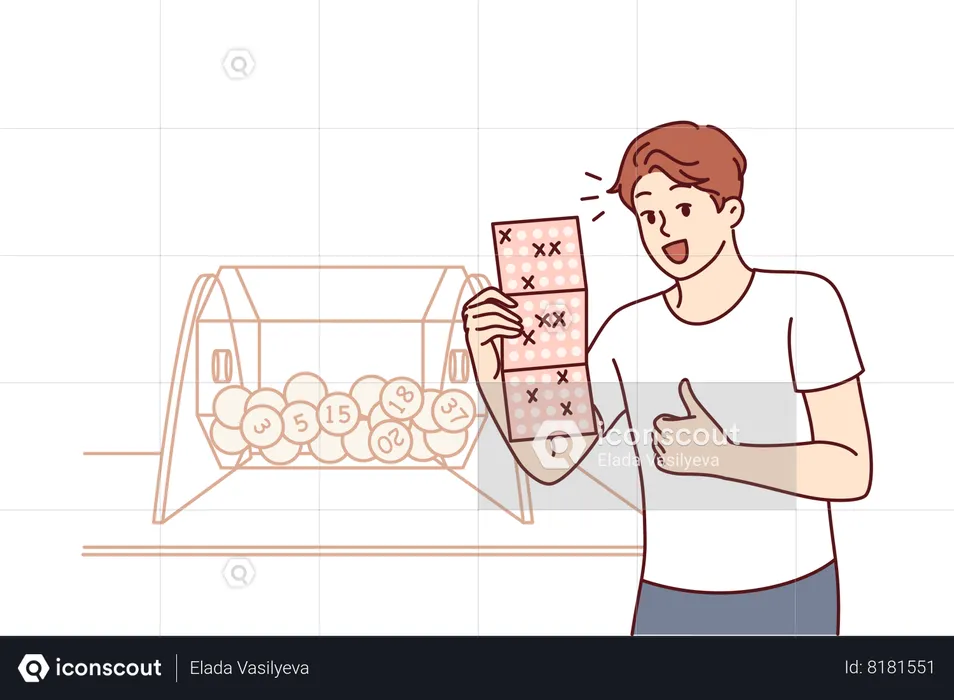 Man won bingo lottery  Illustration