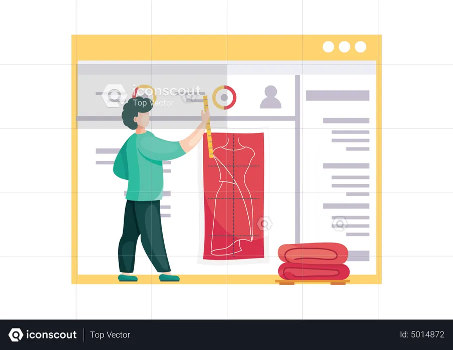 Man work on measurement of dress design  Illustration