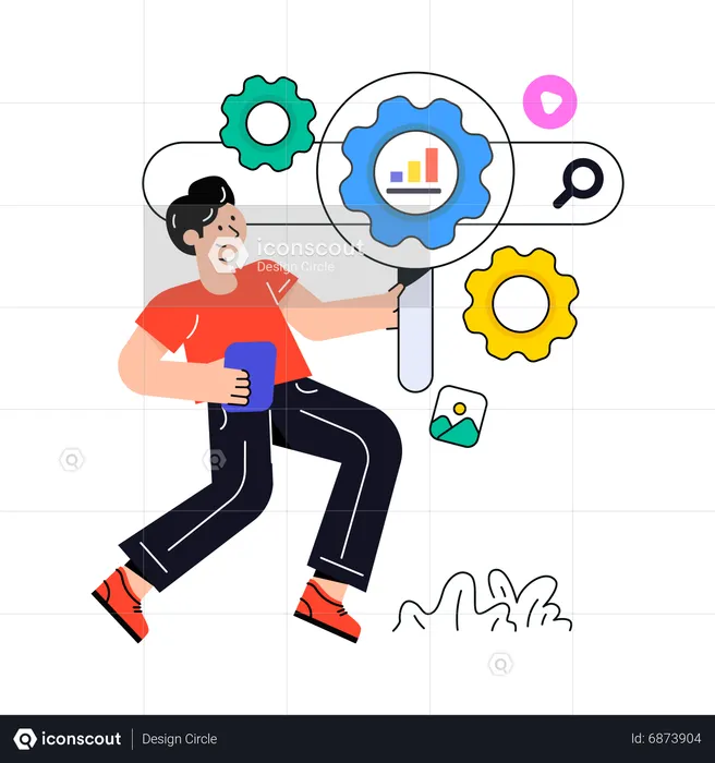 Man work on Search Engine Optimization  Illustration