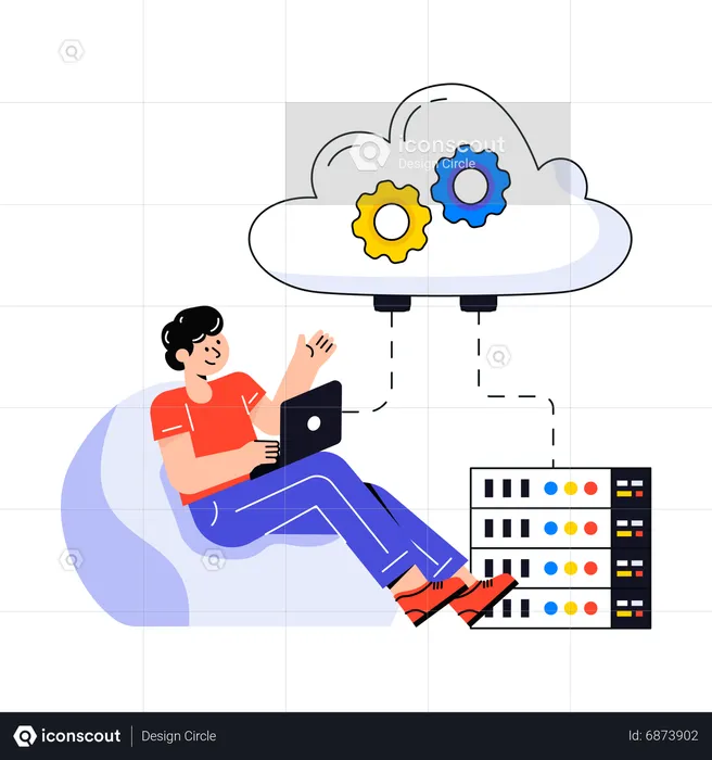 Man work on Server Management  Illustration