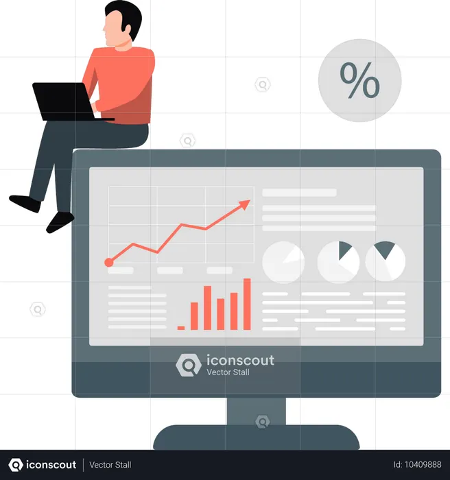 Man working about business rising  Illustration