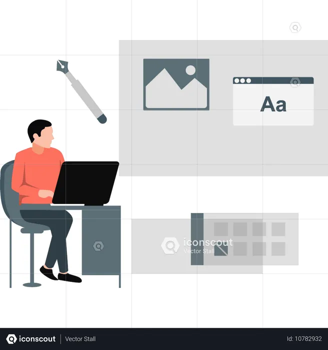 Man working about webpage  Illustration