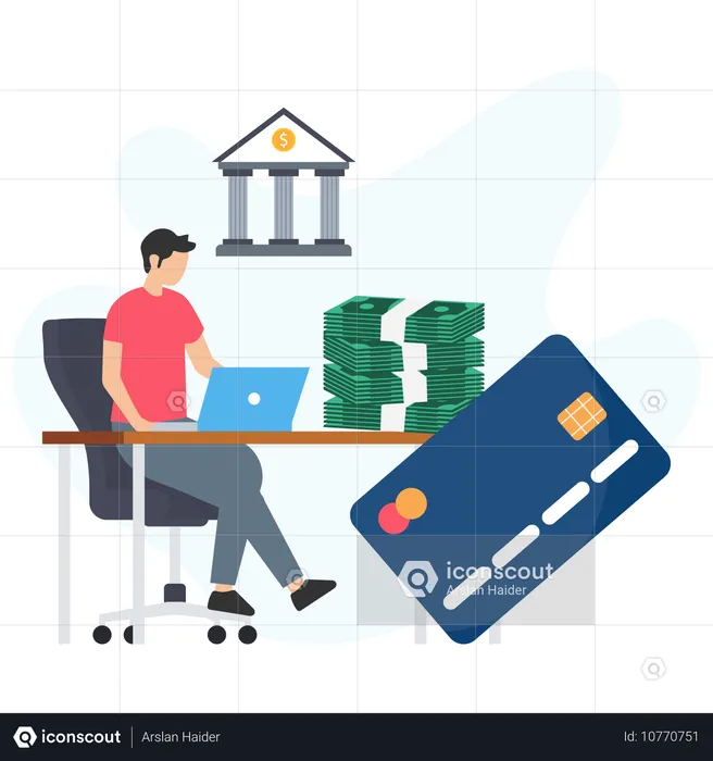 Man working as bank manager  Illustration