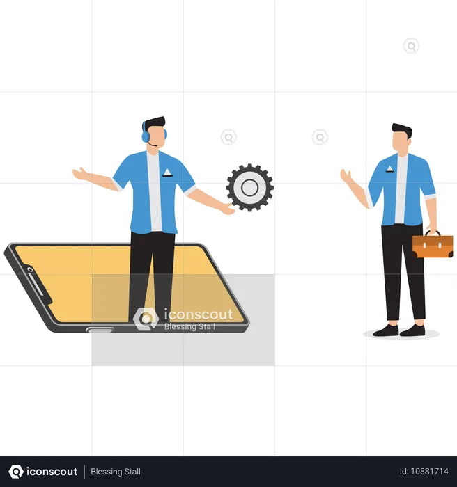 Man working as customer support  Illustration