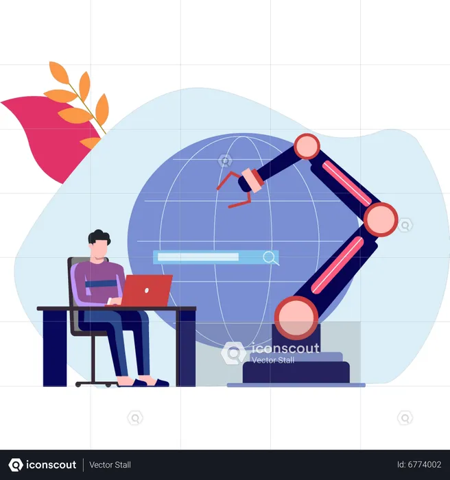 Man working at ai industry  Illustration