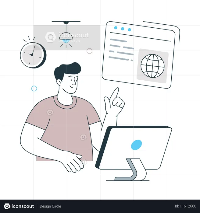 Man working at Digital Workspace  Illustration