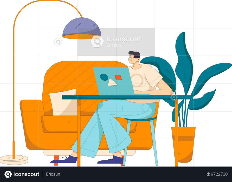 Man working at home  Illustration