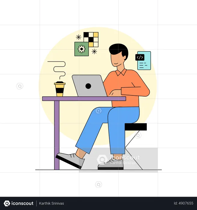 Man working at office  Illustration