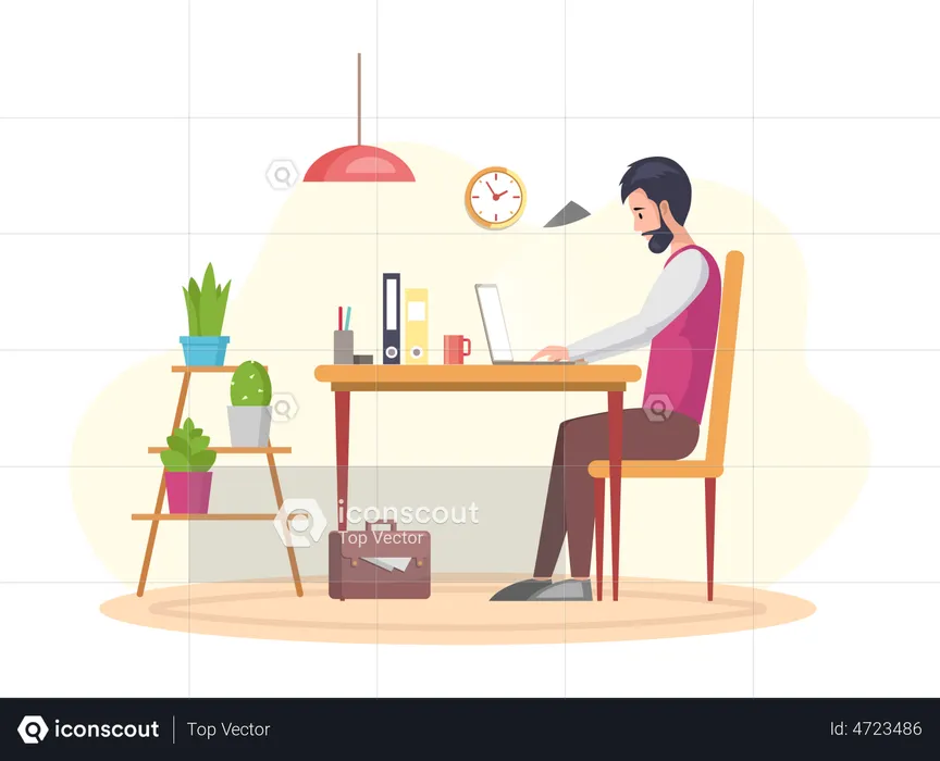 Man working at office  Illustration