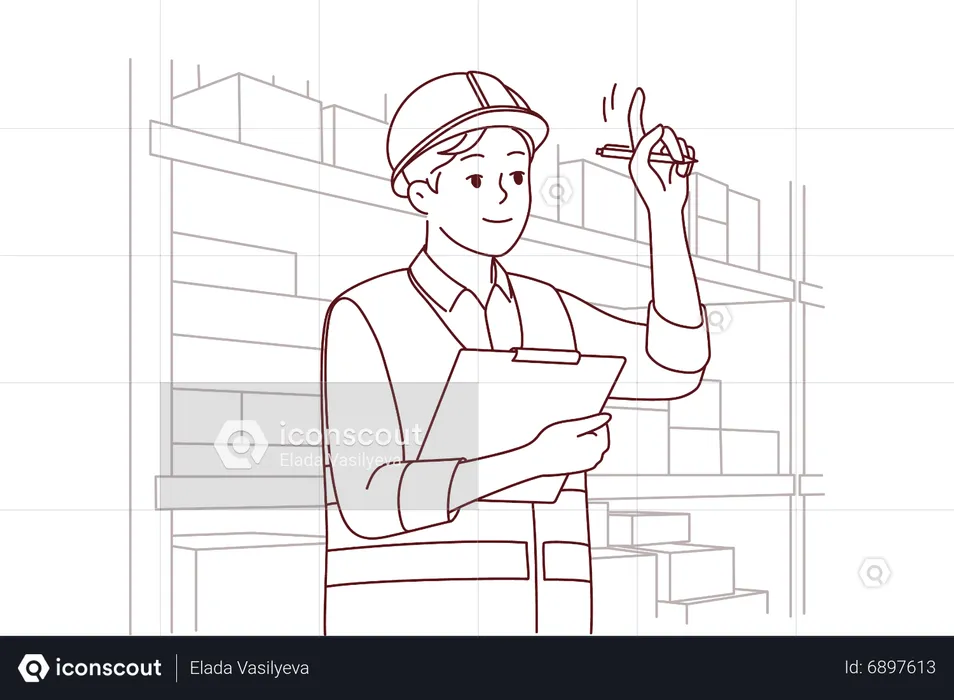 Man working at warehouse  Illustration