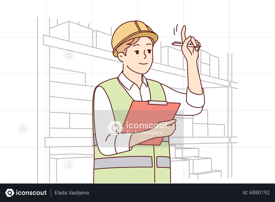 Man working at warehouse  Illustration