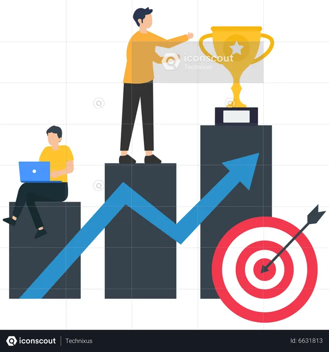 Man working for Business achievement  Illustration