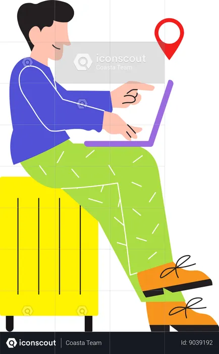 Man working from airport  Illustration