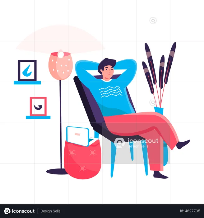 Man working from home  Illustration