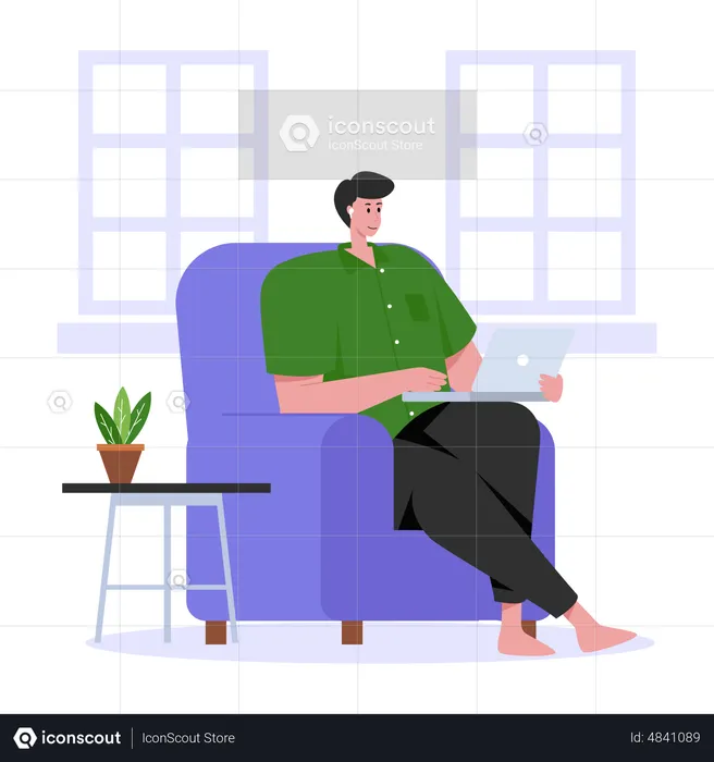 Man Working From home  Illustration