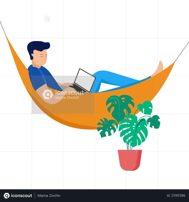 Man working from home  Illustration