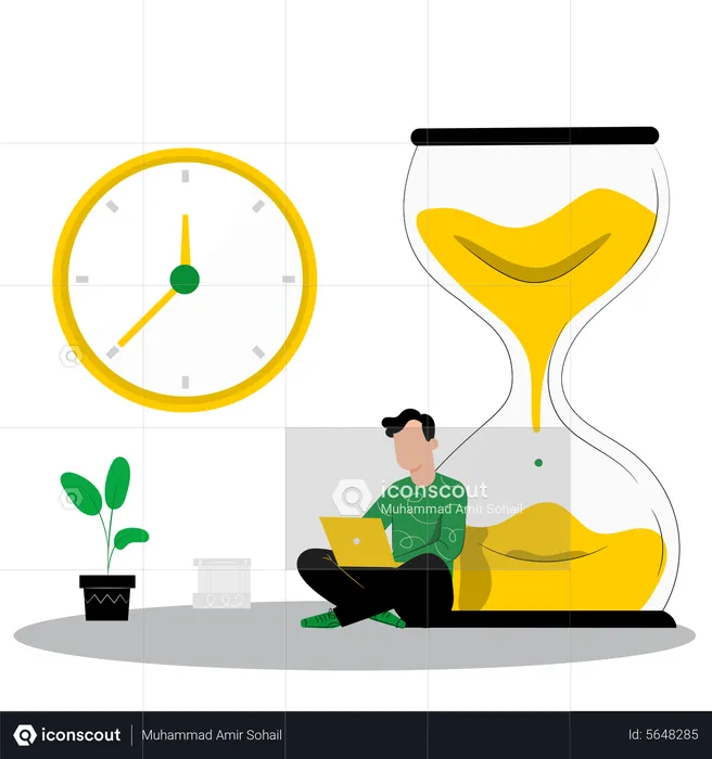 Man working in deadline time  Illustration