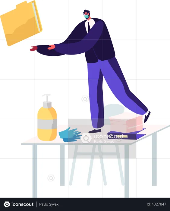 Man working in office  Illustration