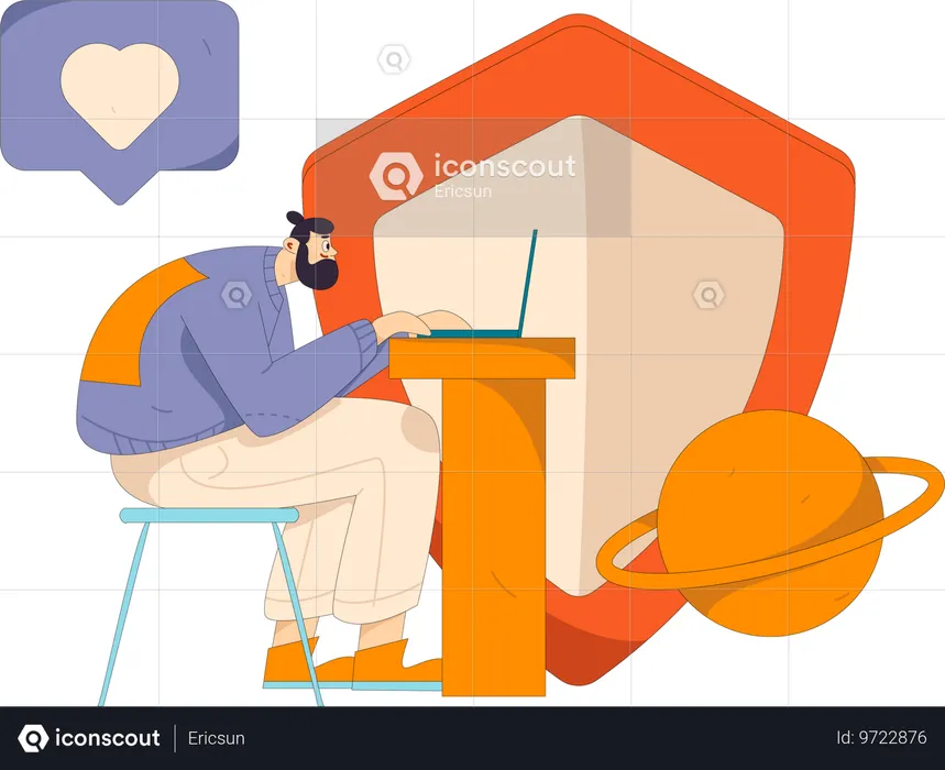 Man working on access control  Illustration