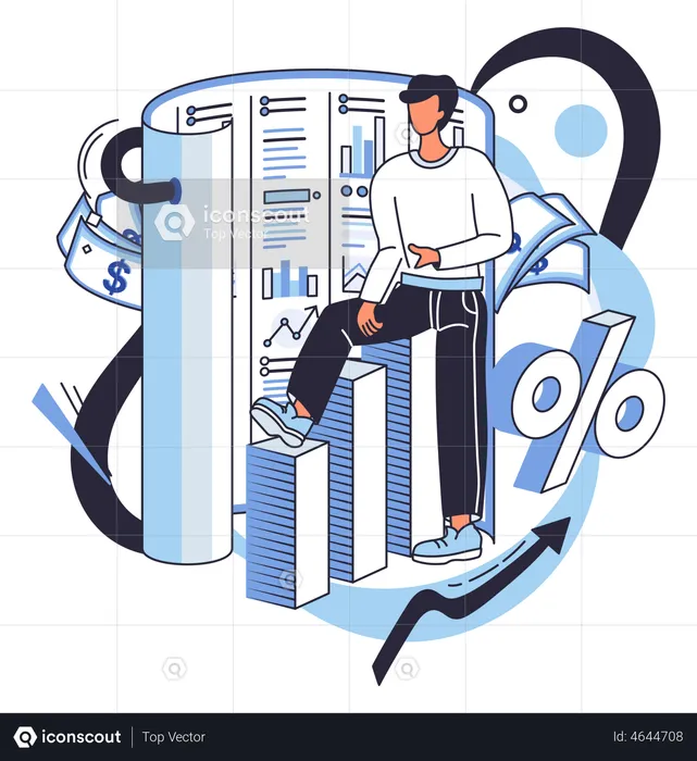 Man working on accounting  Illustration