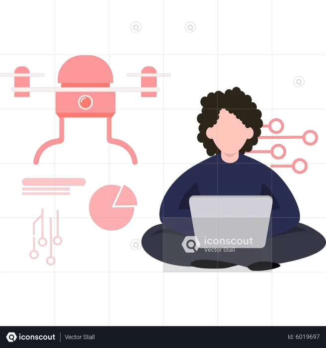 Man working on ai technology  Illustration