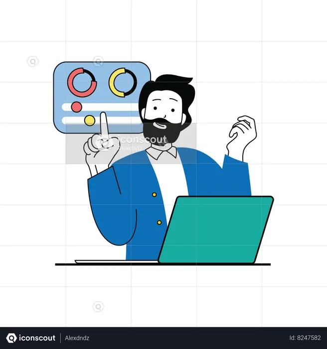 Man working on analysis  Illustration